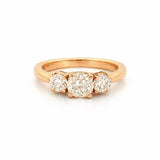 14K Gold Three Stone 1.20 Carat Round Natural Diamond Basket Set Engagement Ring