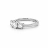 14K Gold Three Stone 1.20 Carat Round Natural Diamond Basket Set Engagement Ring