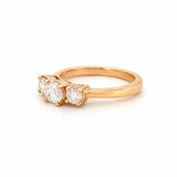 14K Gold Three Stone 1.20 Carat Round Natural Diamond Basket Set Engagement Ring