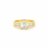 14K Gold Trillion Cut Cluster Diamond Channel Set Engagement Ring