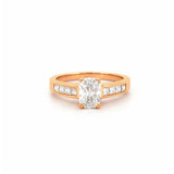 14K Gold Trillion Cut Cluster Diamond Channel Set Engagement Ring
