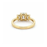 14K Gold Three Stone 2.50 Carat Emerald Moissanite Engagement Ring