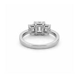 14K Gold Three Stone 2.50 Carat Emerald Moissanite Engagement Ring