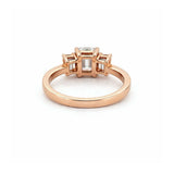 14K Gold Three Stone 2.50 Carat Emerald Moissanite Engagement Ring