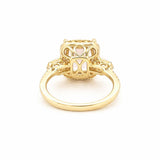 14K Gold 2.80 Carat Cushion Morganite Halo and U Shank Engagement Ring