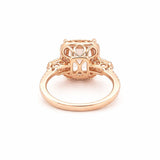 14K Gold 2.80 Carat Cushion Morganite Halo and U Shank Engagement Ring