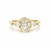 14K Gold Three Stone Lab Grown Oval Diamond Engagement Ring