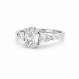 14K Gold Three Stone Lab Grown Oval Diamond Engagement Ring