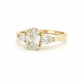14K Gold Three Stone Lab Grown Oval Diamond Engagement Ring