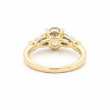 14K Gold Three Stone Lab Grown Oval Diamond Engagement Ring