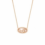14K Gold Oval Staggered Baguette Diamond Pendant Necklace