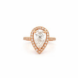 14K Gold 2.00 Carat Pear Lab Grown Diamond Prong Setting Engagement Ring with Halo