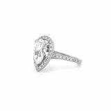 14K Gold 2.00 Carat Pear Lab Grown Diamond Prong Setting Engagement Ring with Halo