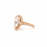 14K Gold 2.00 Carat Pear Lab Grown Diamond Prong Setting Engagement Ring with Halo