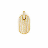 14K Gold Diamond Pave Dog Tag Pendant