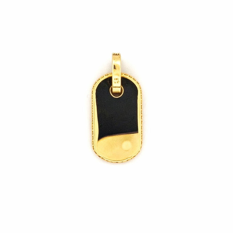 14K Gold Diamond Pave Dog Tag Pendant