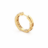 14K Gold Baguette and Round Diamond Cluster Hoop Earrings