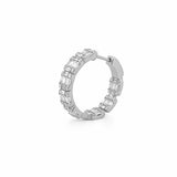 14K Gold Baguette and Round Diamond Cluster Hoop Earrings