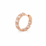 14K Gold Baguette and Round Diamond Cluster Hoop Earrings