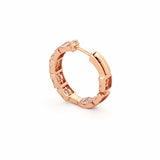 14K Gold Baguette and Round Diamond Cluster Hoop Earrings