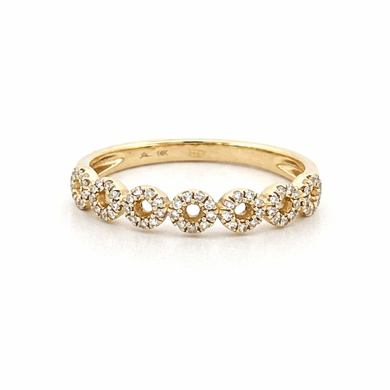 14K Gold Open Circle Diamond Fashion Ring