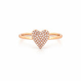14K Gold Small Heart Diamond Pave Ring
