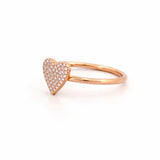 14K Gold Small Heart Diamond Pave Ring