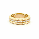 14K Gold Studded Three Row Diamond Band