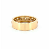 14K Gold Studded Three Row Diamond Band