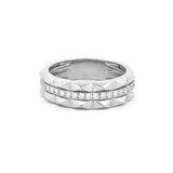 14K Gold Studded Three Row Diamond Band