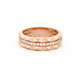 14K Gold Studded Three Row Diamond Band