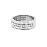 14K Gold Studded Three Row Diamond Band