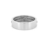 14K Gold Studded Three Row Diamond Band