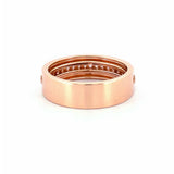 14K Gold Studded Three Row Diamond Band