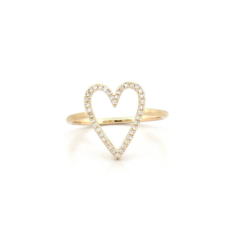 14K Gold Open Heart Diamond Ring