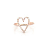 14K Gold Open Heart Diamond Ring