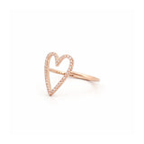 14K Gold Open Heart Diamond Ring