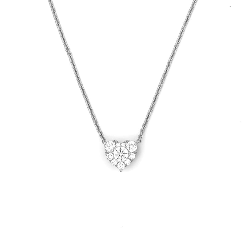 14K Gold Cluster Heart Diamond Pendant Necklace