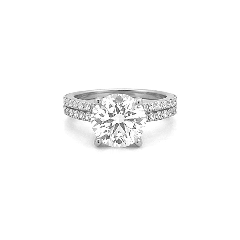 14K Gold 2.50 Carat Round Lab Grown Diamond Engagement Set with Under Halo