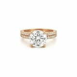 14K Gold 2.50 Carat Round Lab Grown Diamond Engagement Set with Under Halo