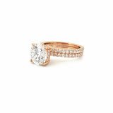14K Gold 2.50 Carat Round Lab Grown Diamond Engagement Set with Under Halo