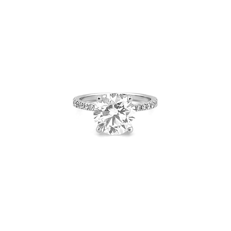14K Gold 2.50 Carat Round Lab Grown Diamond Engagement Ring with Under Halo