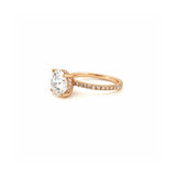 14K Gold 2.50 Carat Round Lab Grown Diamond Engagement Ring with Under Halo