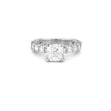 14K Gold 2.00 Carat Cushion Lab Grown Diamond Under Halo, Diamond U Prong Engagement Ring