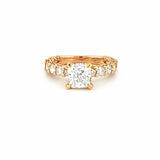 14K Gold 2.00 Carat Cushion Lab Grown Diamond Under Halo, Diamond U Prong Engagement Ring