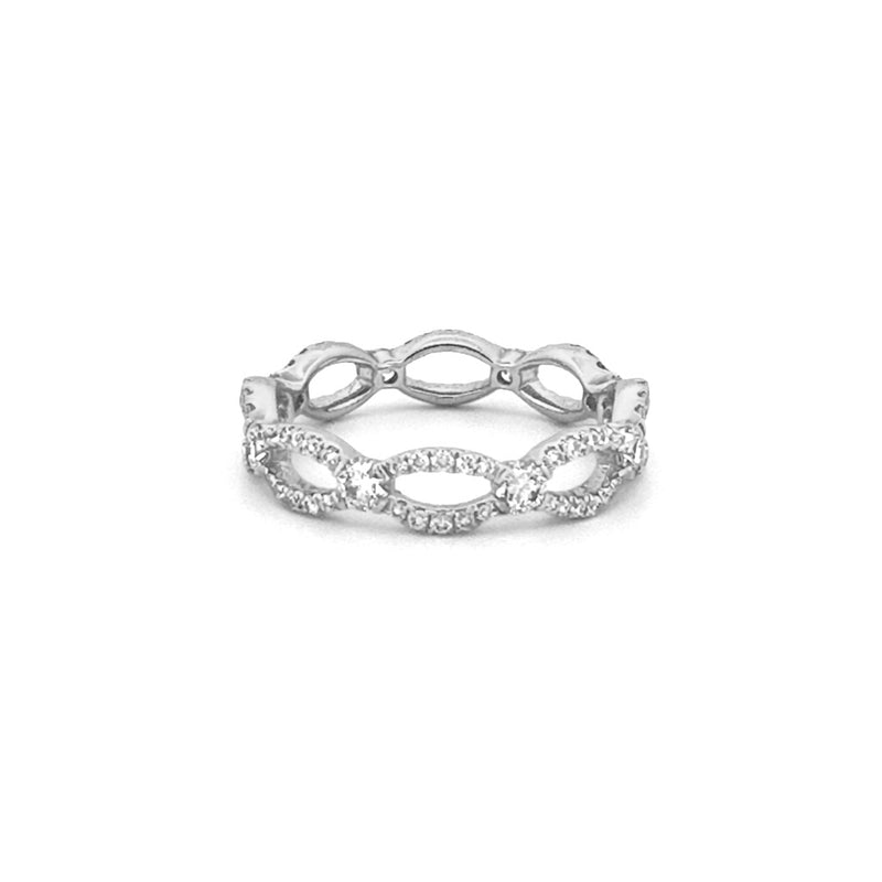 14K Gold Twist Station Diamond Ring