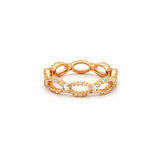 14K Gold Twist Station Diamond Ring