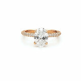 14K Gold Lab Grown 2.00 Carat Oval Diamond 3D Engagement Ring with Under Halo