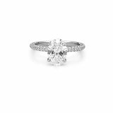 14K Gold Lab Grown 2.00 Carat Oval Diamond 3D Engagement Ring with Under Halo