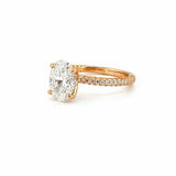14K Gold Lab Grown 2.00 Carat Oval Diamond 3D Engagement Ring with Under Halo